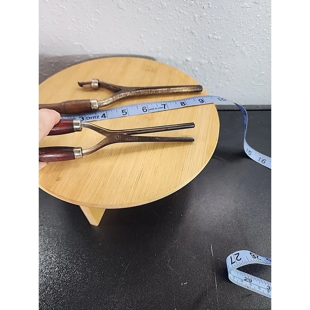 Vintage 2 Curling Iron‎ Metal With Red Handles